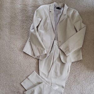 Women's Beige Blazer and Pants Set